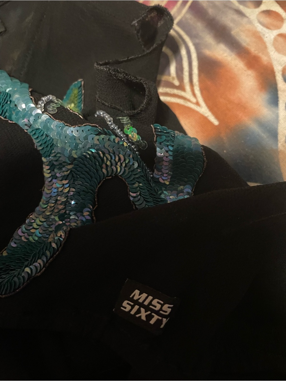 Rare Y2K Miss Sixty Sequin Beaded Fairy Butterfly Cutout Crop Top Vintage Grail - Picture 7 of 10